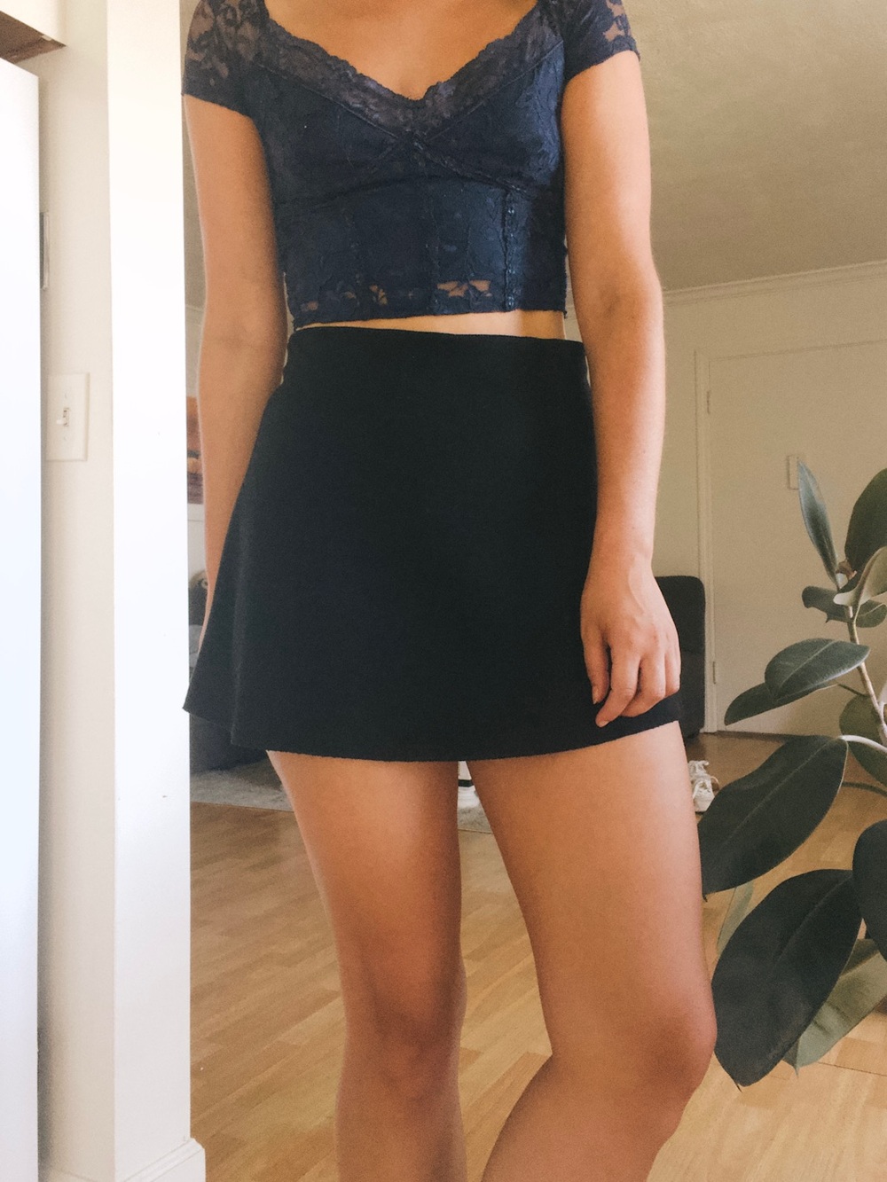 Zara Black Circle Skater Mini Skirt